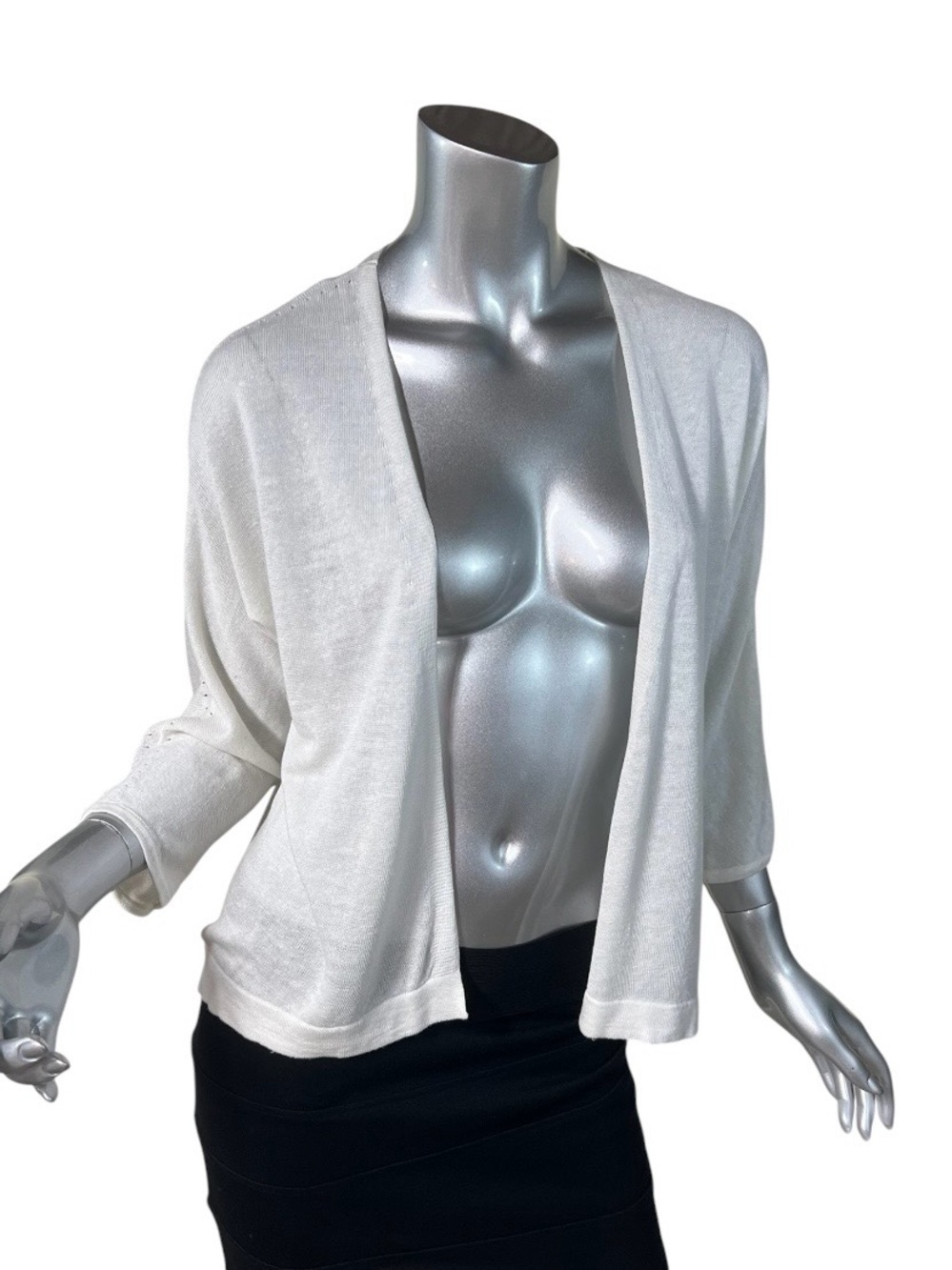 J. Jill Women’s Small White Lightweight Open Front Crop Cardigan Sweater